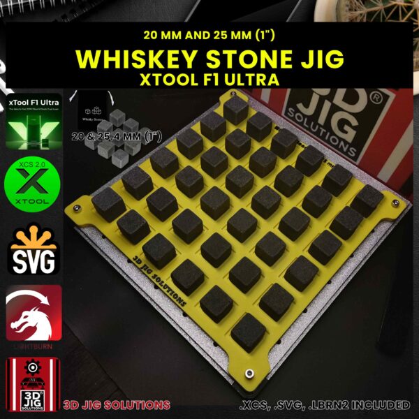 xTool F1 Ultra Laser Jig for Whiskey Stones - Drinks & Shots Ice Cube Template - Image 2