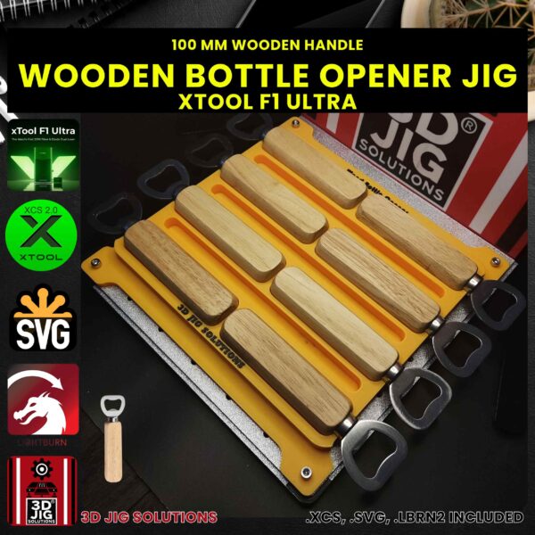 xTool F1 Ultra Laser Jig for Bottle Openers - Can & Bottle Opener with 100mm Wooden Handle Template - Image 2