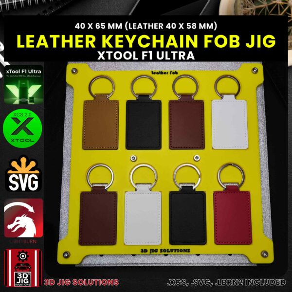 xTool F1 Ultra Laser Jig for Leather Keychains - Rectangle PU & Faux Leather Key Fob Template - Image 3