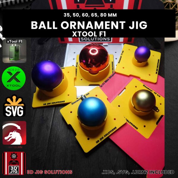 xTool F1 Laser Jig for Ball Ornaments - Christmas Ornament Template (Various Sizes) - Image 5