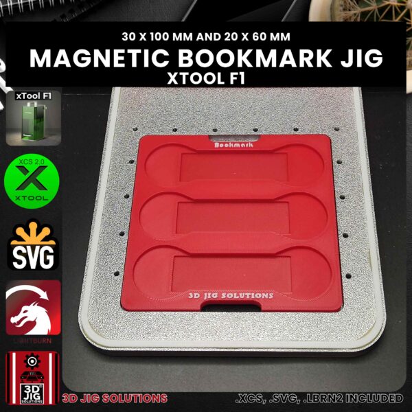 xTool F1 Laser Jig for Leather Bookmarks - Magnetic Bookmarks & Cufflinks Template - Image 5