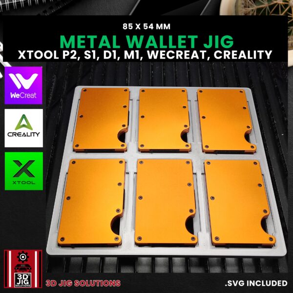 Diode & CO2 Laser Jig for Metal Wallets - Ridge & RFID Wallet Template (xTool, WeCreat, Creality) - Image 2