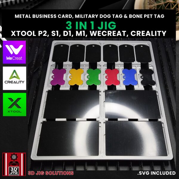 Diode & CO2 Laser Jig for Metal Cards, Pet Tags & Dog Tags (xTool, WeCreat, Creality) - Image 2