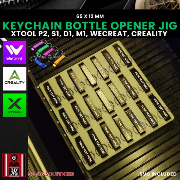 Diode & CO2 Laser Jig for Metal Keychain Bottle Openers - Includes SVG File (xTool, WeCreat, Creality) - Image 2