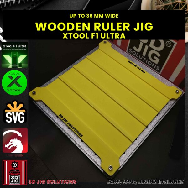 xTool F1 Ultra Laser Jig for Wood Rulers - School Ruler Template - Image 2