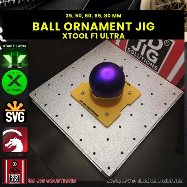 xTool F1 Ultra Laser Jig for Ball Ornaments - Christmas Ornament Template (Various Sizes) - Image 2