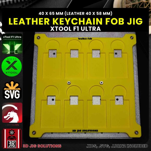 xTool F1 Ultra Laser Jig for Leather Keychains - Rectangle PU & Faux Leather Key Fob Template - Image 4