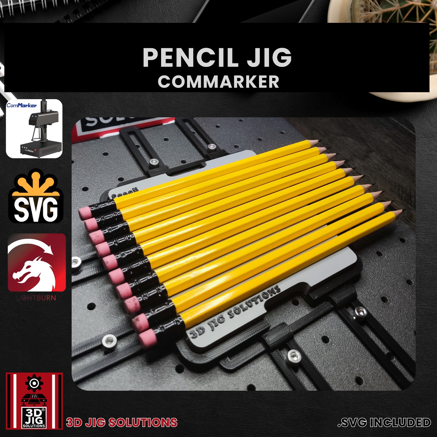 ComMarker Laser Jig for Pencils - Hexagon Laserable School Pencil Template - Image 2