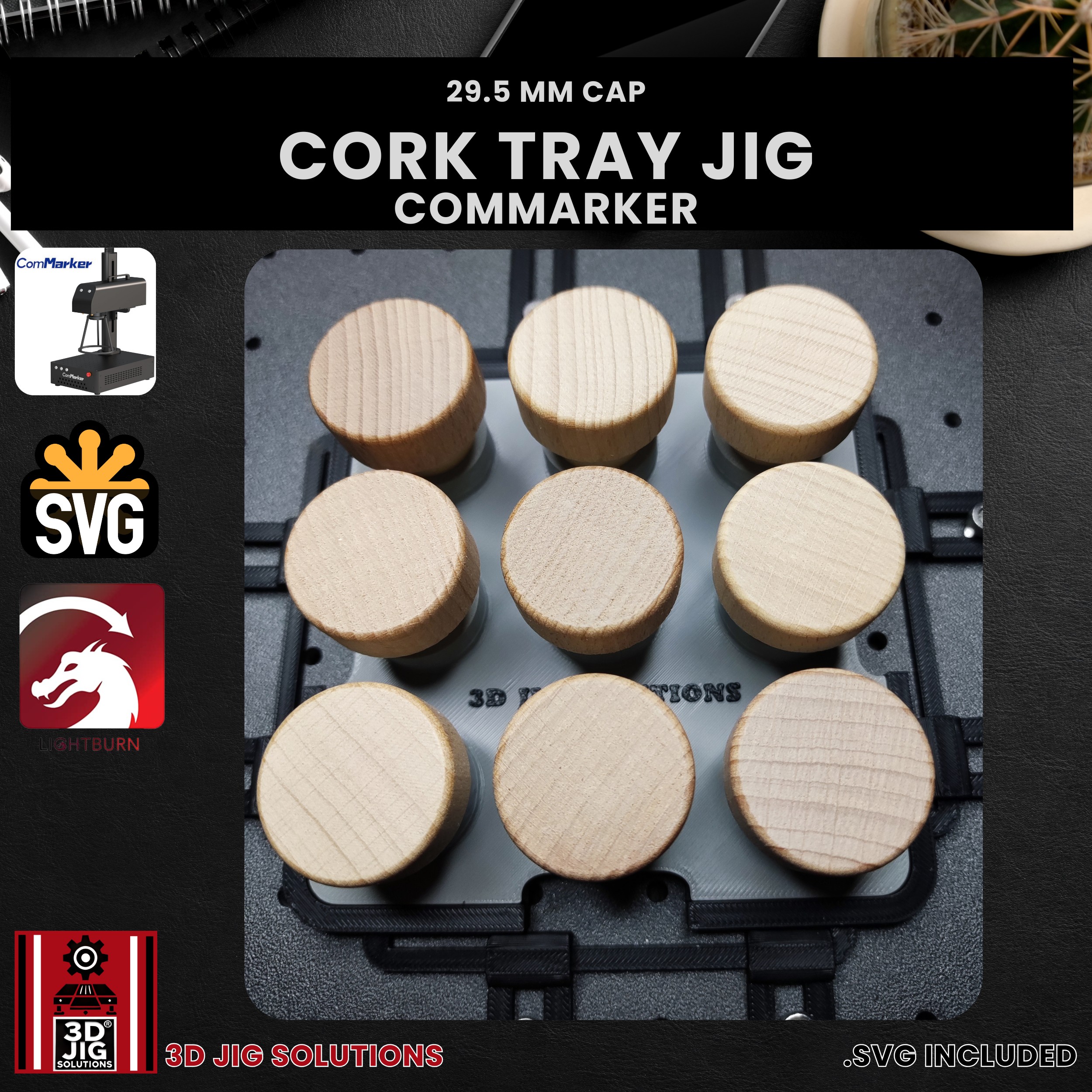 ComMarker Laser Jig for Wine Corks - Wood Cap Bottle Stopper Template - Image 2