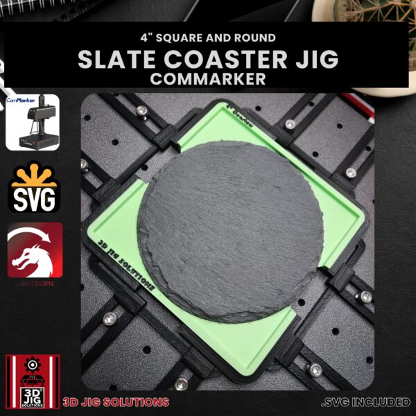 ComMarker Laser Jig for Slate Coasters - 4-Inch Round & Square Slates Template - Image 2