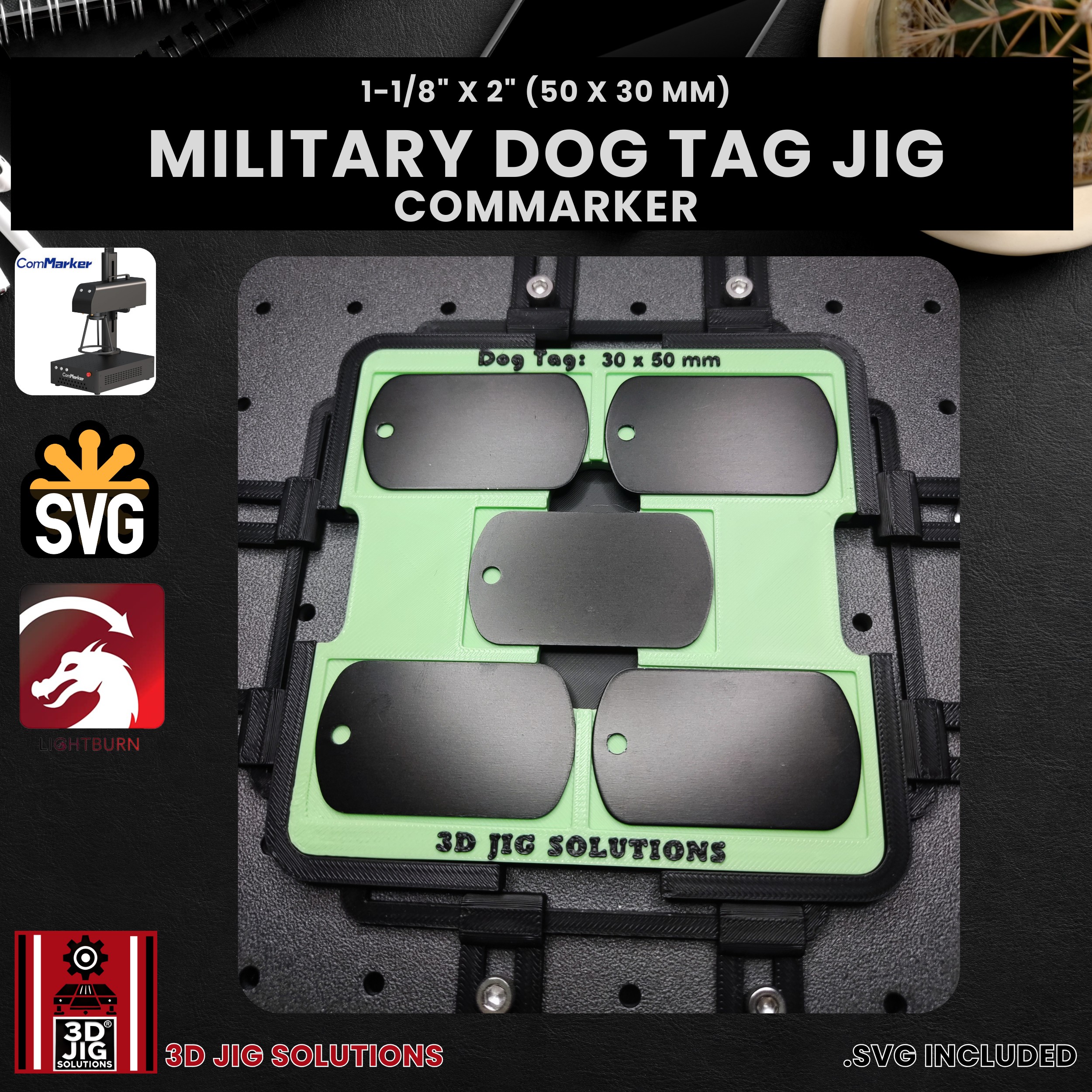 ComMarker Laser Jig for Military Dog Tags - Metal Military Tag Template - Image 2