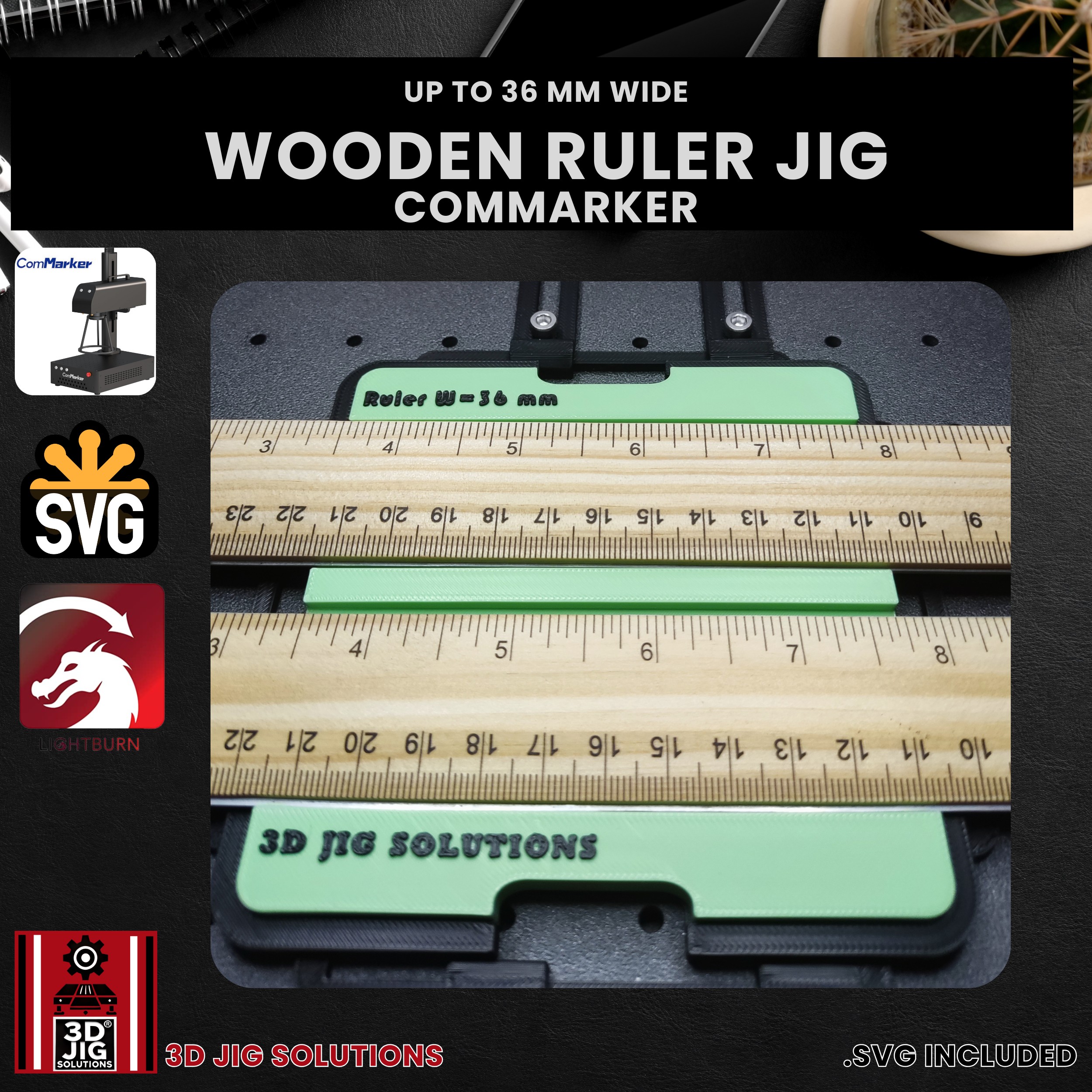 ComMarker Laser Jig for Wood Rulers - School Ruler Alignment Template - Image 2