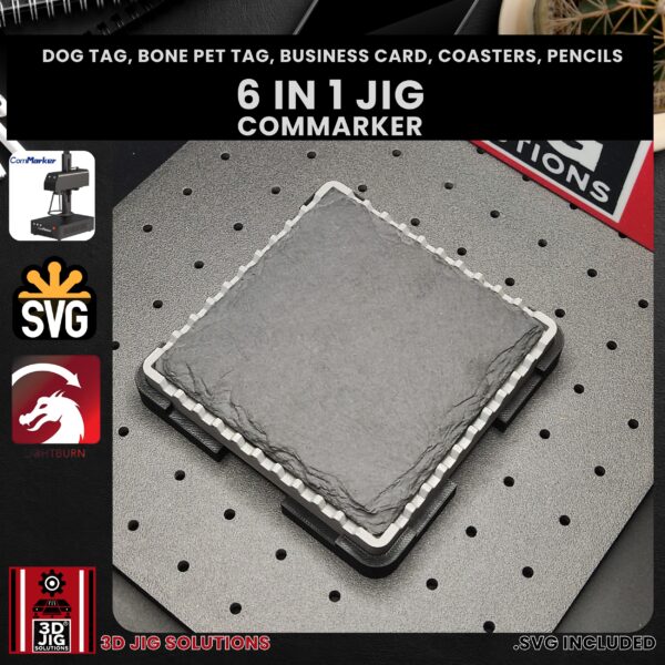 ComMarker 6-in-1 Laser Jig - Pet Tags, Military Tags, Metal Cards, Coasters & Hex Pencils - Image 2