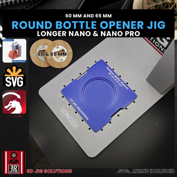 Longer Nano Pro Laser Jig for Beer Bottle Openers - Round Magnetic Bamboo Wood Fixture - Image 2