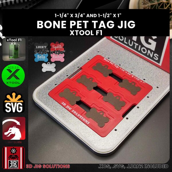 xTool F1 Laser Jig for Bone Pet Tags - Metal Bone Shaped ID Tag Template - Image 3