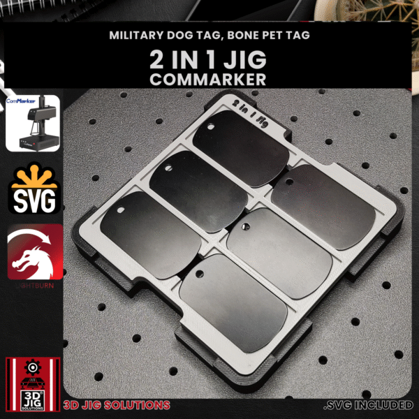 ComMarker 2-in-1 Laser Jig - Bone Pet Tag IDs & Military Dog Tags Template - Image 2