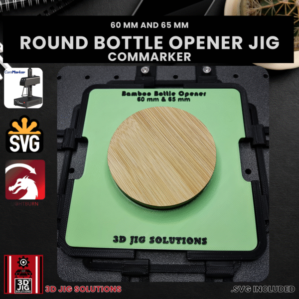 ComMarker Laser Jig for Beer Bottle Openers - Round Magnetic Bamboo Wood - Image 2