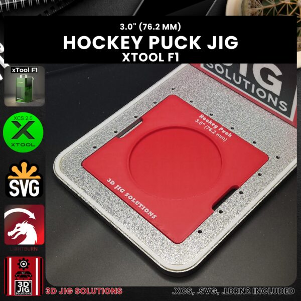 xTool F1 Laser Jig for Hockey Pucks - Personalized & Customized Hockey Gear Template - Image 2