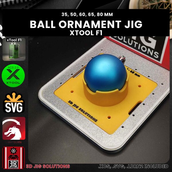 xTool F1 Laser Jig for Ball Ornaments - Christmas Ornament Template (Various Sizes) - Image 2