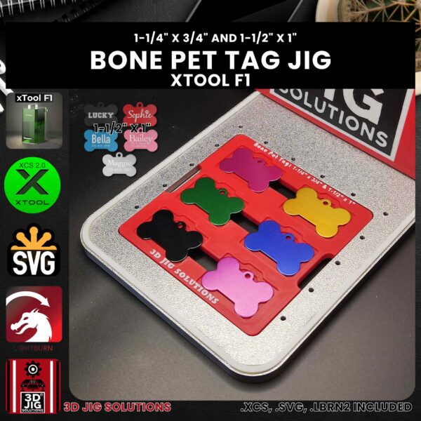 xTool F1 Laser Jig for Bone Pet Tags - Metal Bone Shaped ID Tag Template - Image 2
