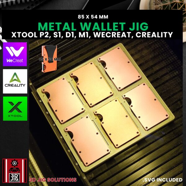 Diode & CO2 Laser Jig for Metal Wallets - Ridge & RFID Wallet Template (xTool, WeCreat, Creality) - Image 4