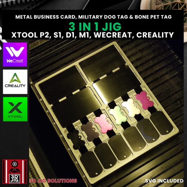 Diode & CO2 Laser Jig for Metal Cards, Pet Tags & Dog Tags (xTool, WeCreat, Creality) - Image 3