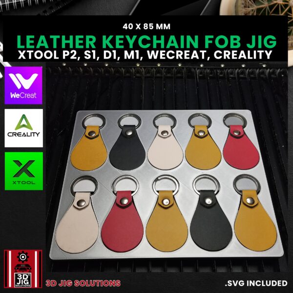 Diode & CO2 Laser Jig for Leather & PU Keychains - Key Fob Template (xTool, WeCreat, Creality) - Image 2
