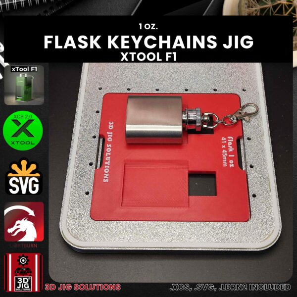 xTool F1 Laser Jig for Flask Keychains - 1 oz. - Image 2