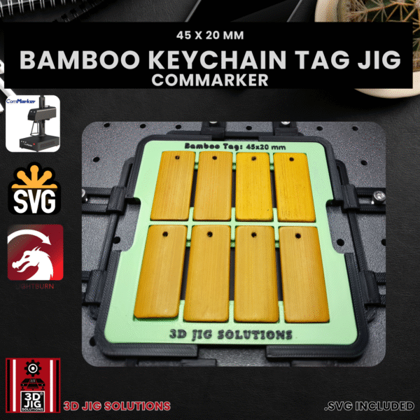ComMarker Laser Jig for Bamboo Keychains Tags & Name Plates - Bamboo Snacks Template - Image 3