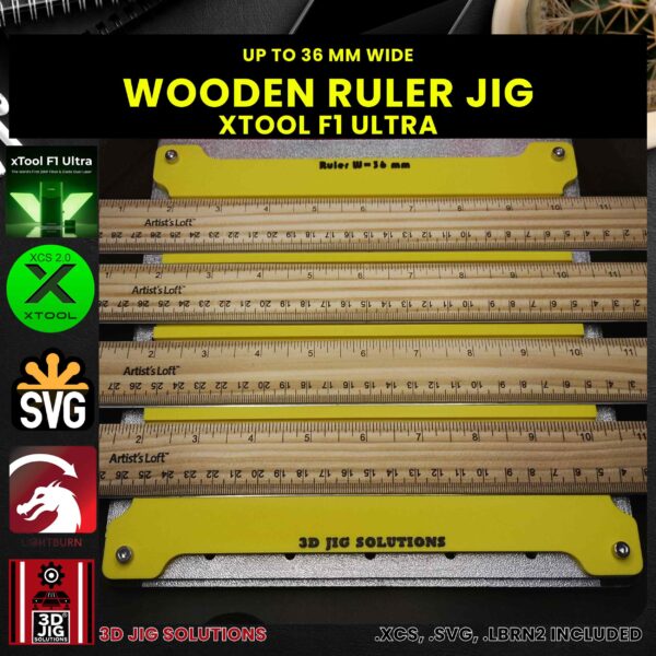 xTool F1 Ultra Laser Jig for Wood Rulers - School Ruler Template - Image 3