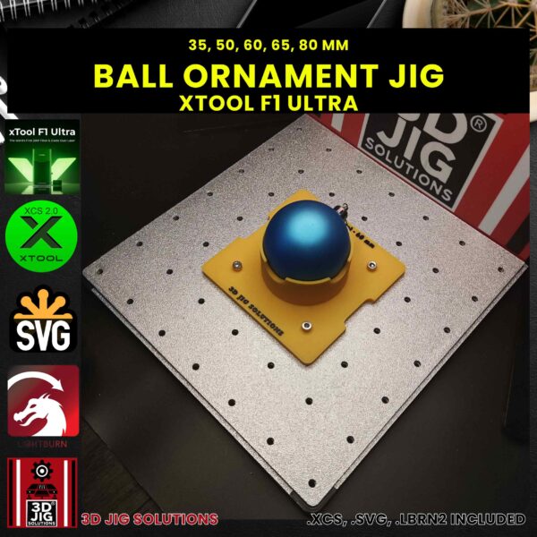 xTool F1 Ultra Laser Jig for Ball Ornaments - Christmas Ornament Template (Various Sizes) - Image 3