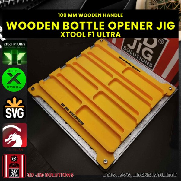xTool F1 Ultra Laser Jig for Bottle Openers - Can & Bottle Opener with 100mm Wooden Handle Template - Image 4