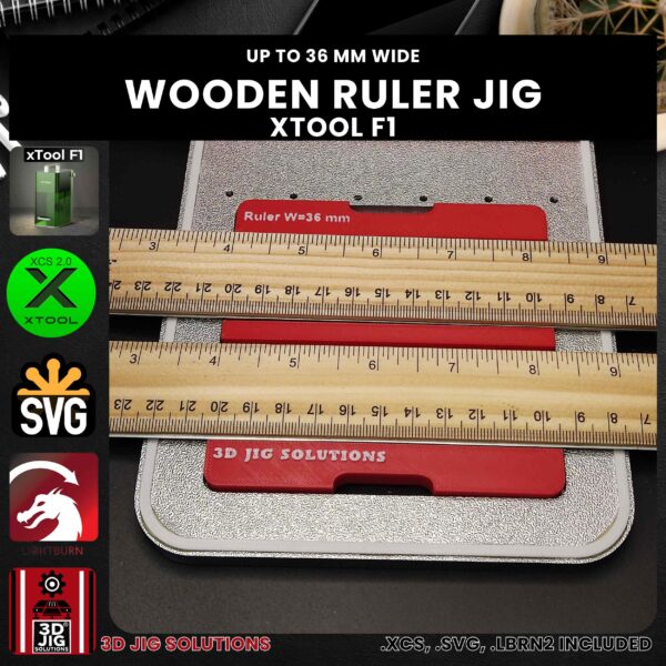 xTool F1 Laser Jig for Wood Rulers - School Ruler Template - Image 2