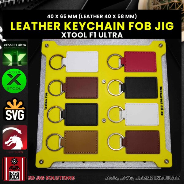xTool F1 Ultra Laser Jig for Leather Keychains - Rectangle PU & Faux Leather Key Fob Template - Image 2