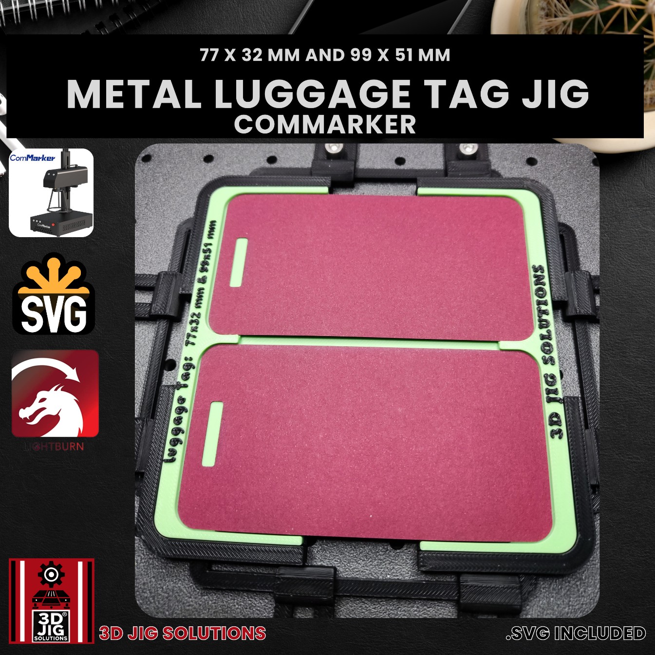 ComMarker Laser Jig for Metal Luggage Tags - Anodized Aluminum Tag Template - Image 2
