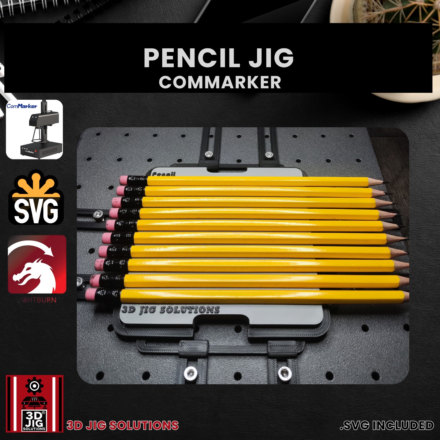ComMarker Laser Jig for Pencils - Hexagon Laserable School Pencil Template - Image 3
