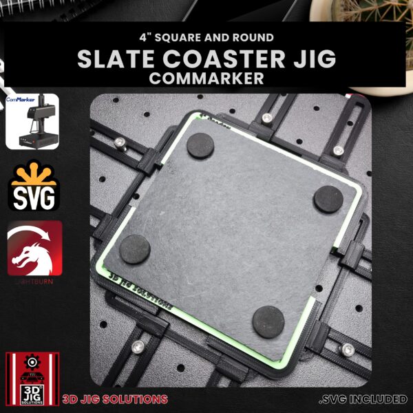 ComMarker Laser Jig for Slate Coasters - 4-Inch Round & Square Slates Template - Image 3