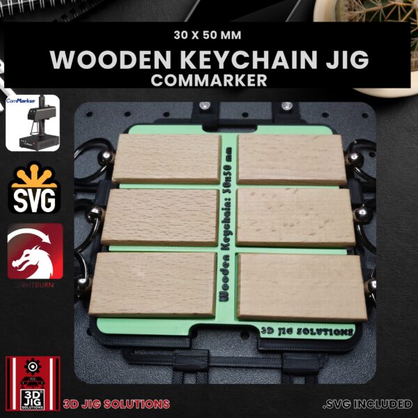 ComMarker Laser Jig for Wood Keychains - Rectangle Bamboo Keyring Template - Image 2