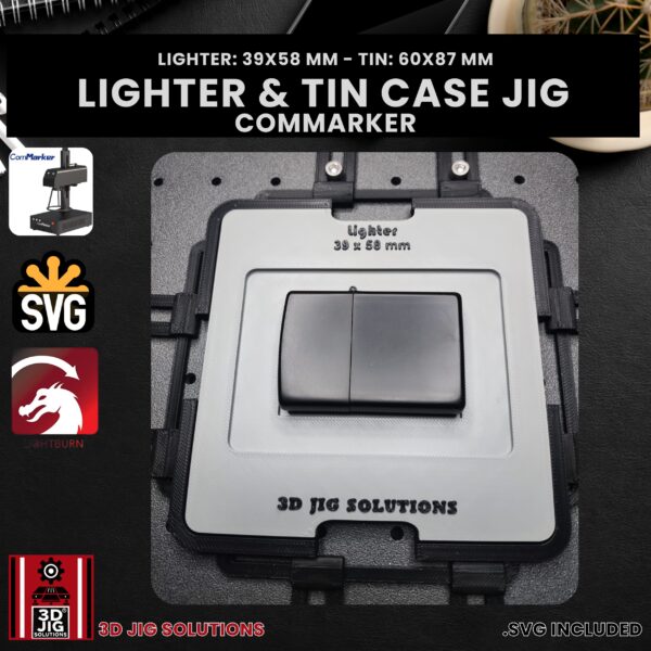 ComMarker Laser Jig for Flip Top Lighters - Zippo Lighter & Tin Case Template - Image 2