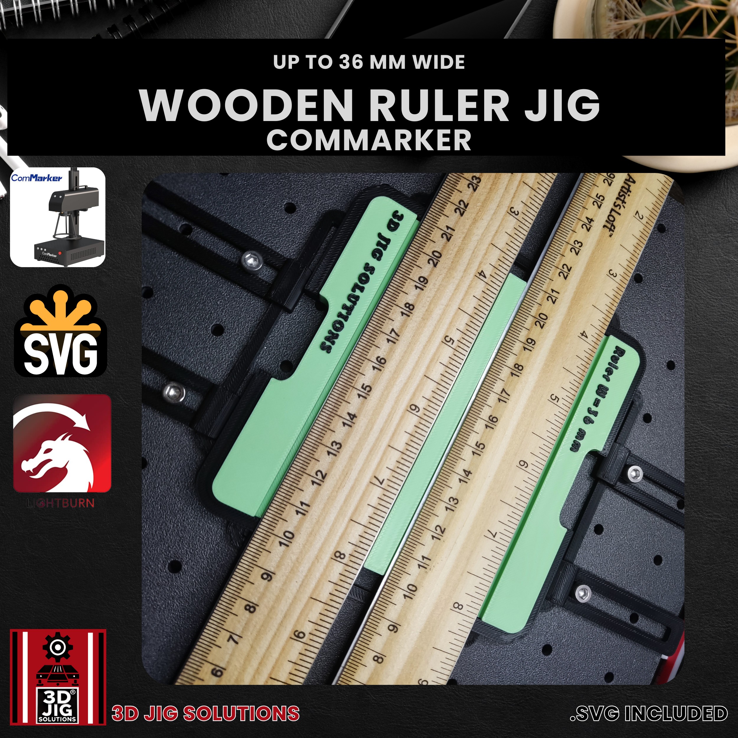 ComMarker Laser Jig for Wood Rulers - School Ruler Alignment Template - Image 3