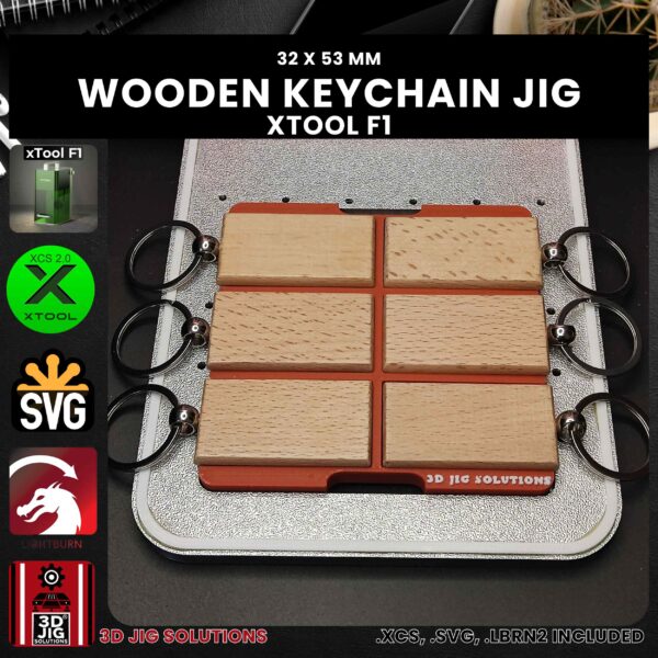xTool F1 Laser Jig for Wood Keychains - Rectangle Bamboo Key Rings Template - Image 2