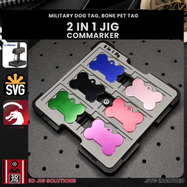ComMarker 2-in-1 Laser Jig - Bone Pet Tag IDs & Military Dog Tags Template - Image 3
