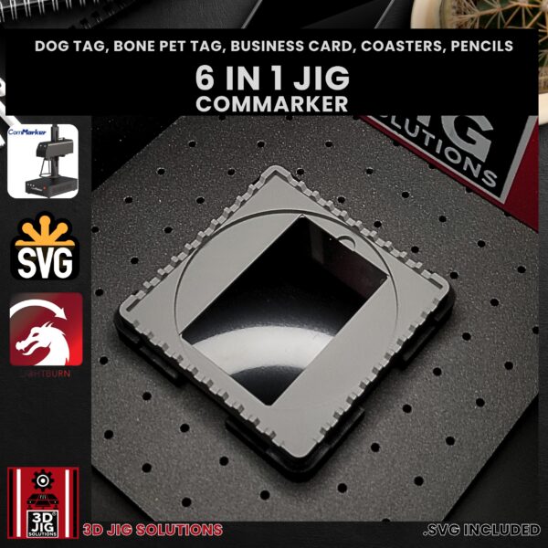 ComMarker 6-in-1 Laser Jig - Pet Tags, Military Tags, Metal Cards, Coasters & Hex Pencils - Image 3