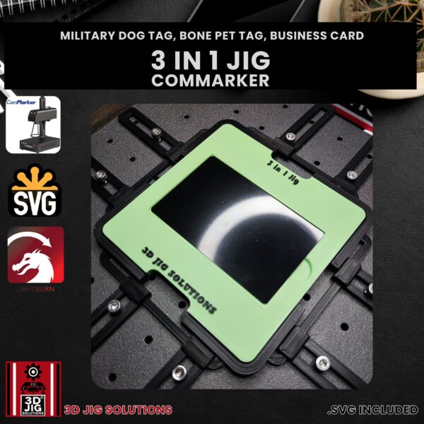 ComMarker 3-in-1 Laser Jig - Bone Pet Tag, Military Tag & Metal Business Card - Image 2
