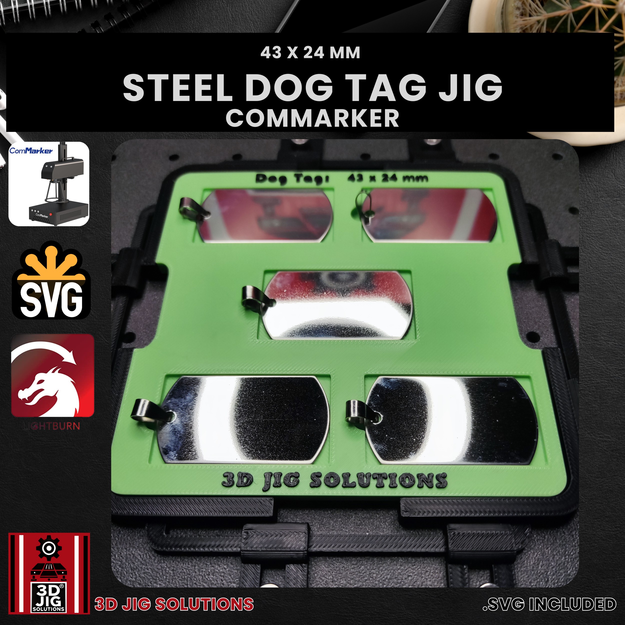 ComMarker Laser Jig for Stainless Steel Dog Tags - Metal Military Tag Template - Image 2