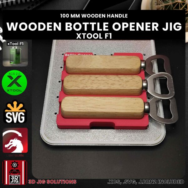 xTool F1 Laser Jig for Bottle Openers - Can & Bottle Opener with 100mm Wood Handle Template - Image 2