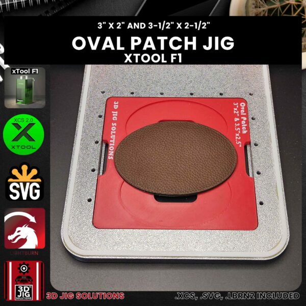 xTool F1 Laser Jig for Oval Leather Hat Patches - Laserable Leatherette Template - Image 2
