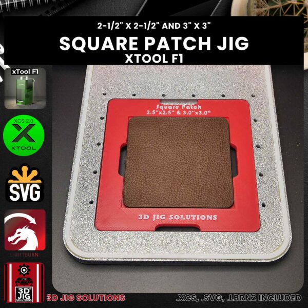 xTool F1 Laser Jig for Square Leather Hat Patches - Laserable Leatherette Template - Image 2