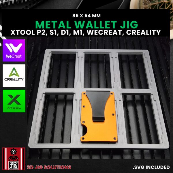 Diode & CO2 Laser Jig for Metal Wallets - Ridge & RFID Wallet Template (xTool, WeCreat, Creality) - Image 3