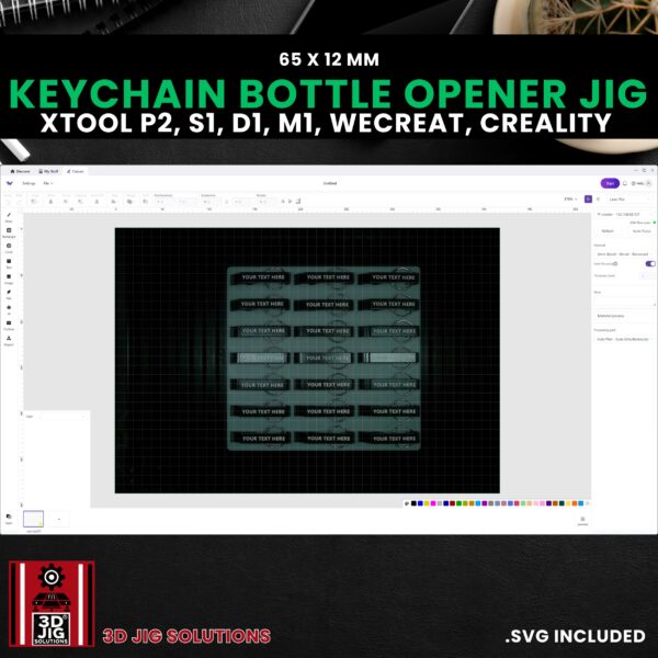 Diode & CO2 Laser Jig for Metal Keychain Bottle Openers - Includes SVG File (xTool, WeCreat, Creality) - Image 4